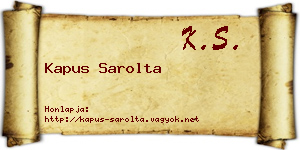 Kapus Sarolta névjegykártya